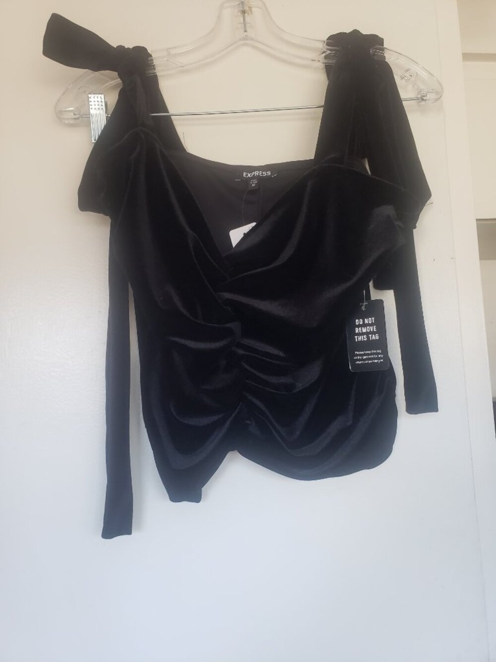 Express Velvet Cropped and Rouged Tank Top with Tye up Straps Size Medium
